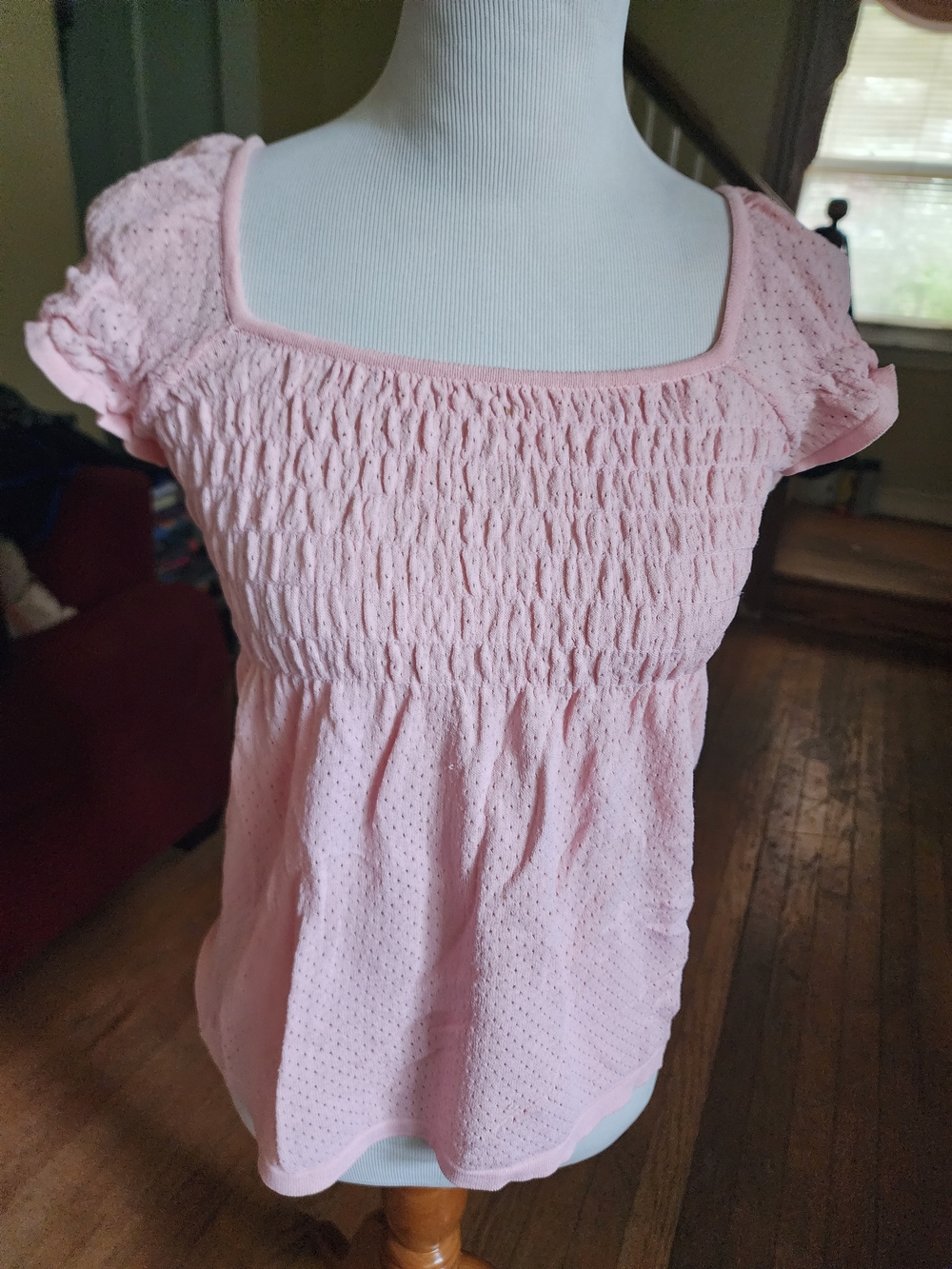 VTG bebe Pink Textured Baby Doll Style Top